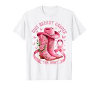 Give Breast Cancer The Boot Cowgirl Cancer Awareness Ribbon T-Shirt