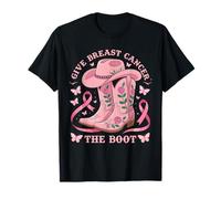 Give Breast Cancer The Boot Cowgirl Cancer Awareness Ribbon T-Shirt