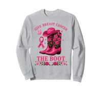 Give Cancer The Boot Cowgirl Fleurs Roses et Ruban Sweatshirt