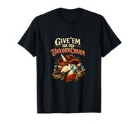 Give Em The Old Unicorn Charm Equestre Graphic T-Shirt