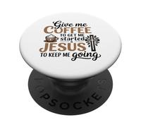 Give Me Coffee and Jesus Christian Christianisme PopSockets PopGrip Adhésif