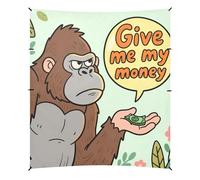 Give Me My Money Gorilla Cabane de plage pliable UPF50+ Protection solaire légère avec pelle à sable, sacs de sable pour le camping, la pêche, le plaisir du jardin