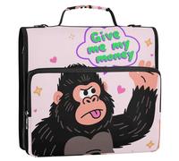 Give Me My Money Gorilla Classeur de bureau 3 anneaux 3,8 cm avec bandoulière et poignée Capacité de rangement pour étudiant intermédiaire