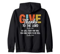 Give Thanks The Lord Psalm 136:1 He Will Fight Exodus 14:14 Sweat à Capuche