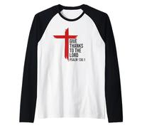 Give Thanks to The Lord Bible Verse Psalm 136:1 Christian Manche Raglan
