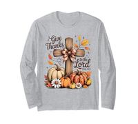 Give Thanks to The Lord Cross Pumpkin Autumn Psaum 136:1 Manche Longue