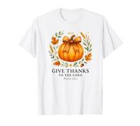 Give Thanks to The Lord Psalm 136:1 Pumpkin Wreath T-Shirt