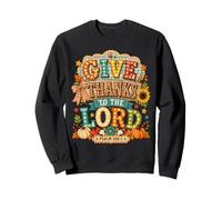 Give Thanks to The Lord Pumpkin Floral Fall Christian Autumn Sweatshirt