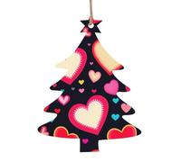 Give you a lot of little hearts Lot de 2 pendentifs décoratifs en bois en forme de sapin de Noël pour décoration d'arbre, de mur et de porte - Style vintage
