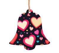 Give you a lot of little hearts Lot de 4 pendentifs décoratifs en bois en forme de cloche pour décoration d'arbre, de mur et de porte - Style vintage