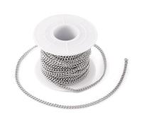 Givenny Chaîne à maillons en acier inoxydable non soudée avec bobine pour fabrication de bracelets, colliers, bijoux - 10 m x 4 x 3 x 1 mm