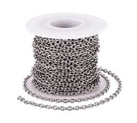 Givenny Chaîne à maillons métalliques non soudés en acier inoxydable avec bobine pour fabrication de bracelets, colliers et bijoux 4 x 3 x 0,8 mm 10 m