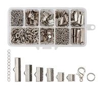 Givenny Lot de 120 embouts de ruban en fer de 6 tailles différentes avec 70 chaînes d'extension torsadées, fermoirs mousquetons et 240 anneaux ouverts pour la fabrication de bijoux