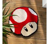 GIVENZA Tapis décoratif Rond Forme de Champignon tufté 50x50cm - Doux,Mignon,Antidérapant - Tapis Moderne décoration Chambre d’Enfant,Salle de Bain,entrée Intérieur Extérieur,Salon (Rouge) MR2024-R