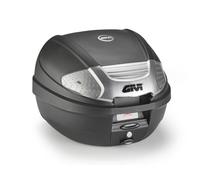GIVI Coffre 30 l Noir gaufré avec catadioptres fumés, plaque et kit universel, fermeture Micro 2 (Noir Tech)