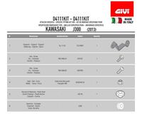 Kit Fixations Pare-brise D4111DT Pour Kawasaki 300 J 2014-2021