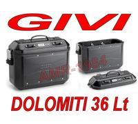 GIVI DLM36B Paire De Valises Trekker Dolomiti GIVI Aluminium Noir Monokey 36 Lt.