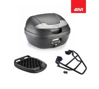 GIVI Set Coffre Noir 34LT E340NT + Plaque Kl Brera X 125-300 2022 2023 2024