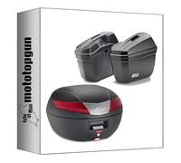 givi Top Case v40n + valises laterales e22n Noir 84 lt + Support Compatible avec Kawasaki versys 650 2015 2016 2017 2018 2019 2020 2021 mototopgun v40n + e22n + pl4114 + sr4114 + m5
