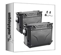 givi valises laterales obkev37bl + obkev37br monokey cam-Side Trekker Outback Evo Smart Aluminium Noir + Serrure 74 lt + Support Compatible avec Moto Guzzi v85 TT 2019 2020 2021 2022 2023 mototopgun