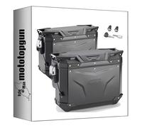 givi valises laterales obkev37bl + obkevs33br monokey cam-Side Trekker Outback Evo Smart Aluminium Noir + Serrure 70 lt + Support Compatible avec Moto Guzzi v85 TT 2024 mototopgun