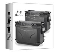 givi valises laterales obkev44bl + obkev44br monokey cam-Side Trekker Outback Evo Smart Aluminium Noir + Serrure 88 lt + Support Compatible avec Moto Guzzi v85 TT 2024 mototopgun