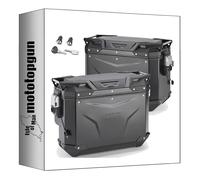 givi valises laterales obkev44bl + obkevs33br monokey cam-Side Trekker Outback Evo Smart Aluminium Noir + Serrure 77 lt + Support Compatible avec Moto Guzzi v85 TT 2024 mototopgun