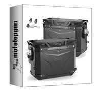 givi valises laterales obkev44bl + obkevs40br monokey cam-Side Trekker Outback Evo Smart Aluminium Noir + Serrure 84 lt + Support Compatible avec Moto Guzzi v85 TT 2024 mototopgun