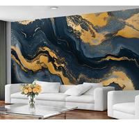 GIVLWF Papier peint abstrait pour décoration d'intérieur et peinture murale, papier peint bleu dégradé pour chambre à coucher, papier peint fluide doré pour salon, grande peinture murale, non