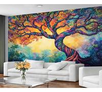 GIVLWF Papier peint arbre de vie pour salon, décoration murale et décoration murale Motif mythologie nordique pour chambre à coucher Papier peint non adhésif