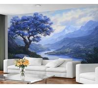 GIVLWF Papier peint autocollant - Papier peint arbre fantaisie pour salon, chambre à coucher, arbre bleu, peinture murale paysage mystique et décoration d'intérieur, décoller et coller