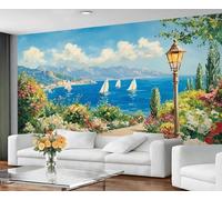 GIVLWF Papier peint autocollant - Papier peint bord de mer pour salon, chambre à coucher, paysage naturel, décoration murale de ville européenne et décoration d'intérieur, décoller et coller