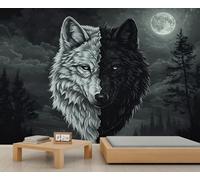GIVLWF Papier peint autocollant - Papier peint loup pour salon - Papier peint loup gothique pour chambre à coucher - Grande décoration d'intérieur 350 x 250 cm