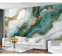 GIVLWF Papier peint autocollant - Papier peint marbre pour salon, chambre à coucher, texture dorée de luxe, peinture murale abstraite en marbre vert et décoration d'intérieur, décoller et coller
