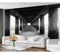 GIVLWF Papier peint autocollant - Papier peint paysage de pont pour salon, chambre à coucher gris, peinture murale paysage nature et décoration d'intérieur, décoller et coller