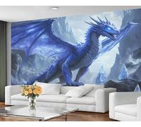 GIVLWF Papier peint bleu dragon mural et décoration murale, papier peint de chambre à coucher de dragon occidental, papier peint mystérieux pour salon, non autocollant, peintures murales pour murs