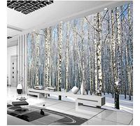 GIVLWF Papier Peint de 3D Neige Bouleau Arbre Forêt, Paysage Naturel D'hiver Papier-Peint Murs - pour Restaurant-Bar à Thème Décoration Murale 350 x 265 cm