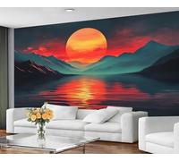 GIVLWF Papier peint de chambre à coucher de montagne - Papier peint coucher de soleil pour salon, grande décoration murale et décoration de chambre, papier peint de style japonais - Non adhésif