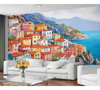 GIVLWF Papier peint de dessin animé, papier peint de ville européenne pour salon, chambre à coucher, papier peint mural et décoration d'intérieur, non autocollant