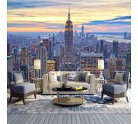 GIVLWF Papier Peint de Vue Nocturne De La Ville De New York, Paysage Du Quartier Financier De Manhattan Papier-Peint Murs - pour Restaurant-Bar à Thème Décoration Murale 350 x 265 cm