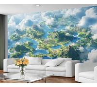 GIVLWF Papier peint - Décoration d'intérieur anime et grande peinture murale, papier peint du monde mystérieux pour salon, chambre à coucher, papier peint mural - Non autocollant, paysage d'île