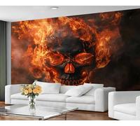 GIVLWF Papier peint - Décoration d'intérieur et peinture murale, crâne brûlant pour chambre à coucher, papier peint pour salon, grande décoration murale - Non autocollant, style gothique