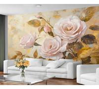GIVLWF Papier peint - Décoration d'intérieur et peinture murale, papier peint autocollant pour salon, chambre à coucher, fleurs rustiques, décoration murale - Décollez et appliquez, décoration rose