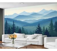 GIVLWF Papier peint - Décoration d'intérieur et peinture murale, papier peint pour chambre à coucher de montagne bleue, papier peint pour salon, grande décoration murale - Non autocollant, forêts