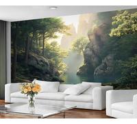 GIVLWF Papier peint - Décoration d'intérieur et peinture murale - Papier peint pour chambre à coucher de forêt verte - Papier peint nature pour salon - Grande décoration murale - Non autocollant
