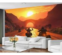 GIVLWF Papier peint - Décoration d'intérieur et peinture murale vélo de route, papier peint autocollant pour salon, coucher de soleil, paysage d'autoroute, papier peint pour chambre à coucher