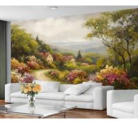 GIVLWF Papier peint - Décoration d'intérieur européenne rustique et grande peinture murale, papier peint rétro pour salon, chambre à coucher, papier peint mural - Non autocollant, paysage