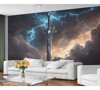 GIVLWF Papier peint - Décoration d'intérieur fantastique et murale, papier peint autocollant pour salon, épée mystique - Papier peint mural - Décollez et collez - Décoration de la mythologie orientale