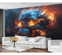 GIVLWF Papier peint - Décoration d'intérieur gothique et papier peint pour chambre à coucher, motif crâne de flamme, papier peint pour salon, grande décoration murale (non autocollante)