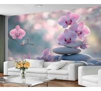 GIVLWF Papier peint - Décoration d'intérieur japonaise et grande peinture murale, papier peint de pierres zen pour salon, chambre à coucher, papier peint mural - Non autocollant, fleur de cerisier